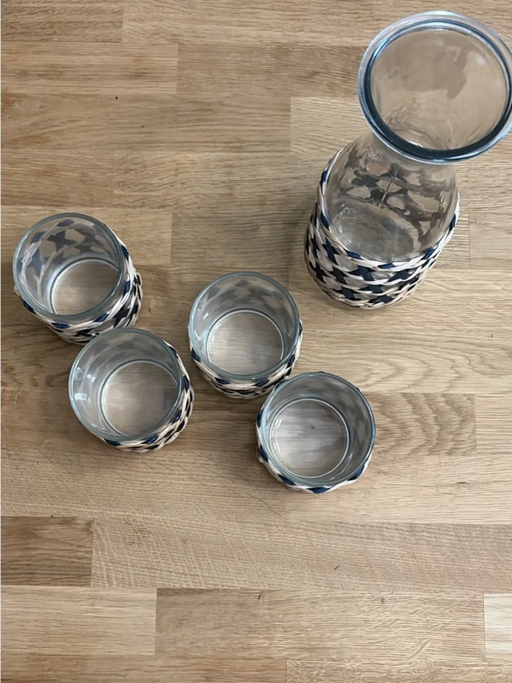 Woven Navy & Natural Glass Carafe and Tumbler Set - Abrand